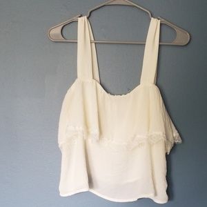 CAD | white lace crop top medium boho nwot